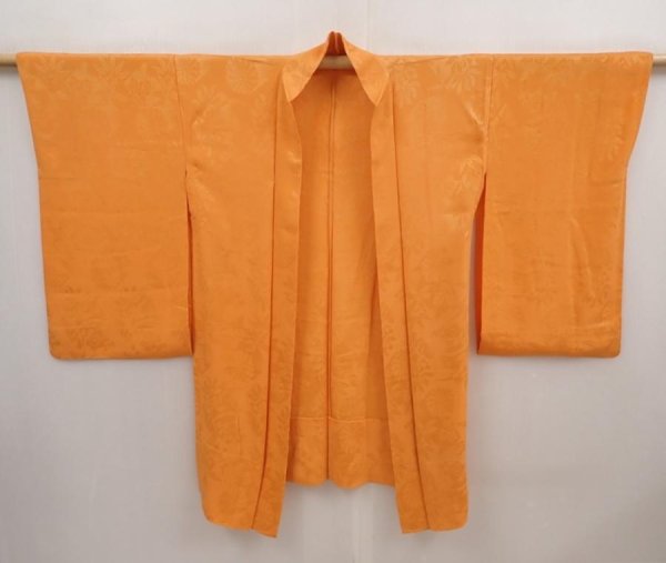 Photo6: 6612T05z300 Vintage Japanese Kimono Silk HAORI Flowers Dark orange (6)