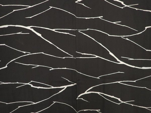 Photo3: 6612T06z550 Vintage Japanese Kimono Silk HAORI  Black Branch (3)
