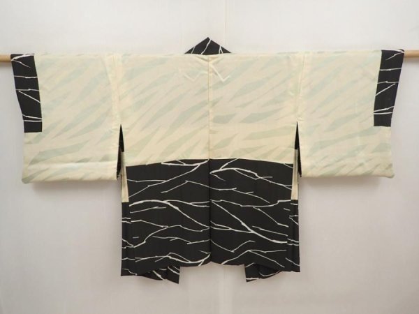 Photo6: 6612T06z550 Vintage Japanese Kimono Silk HAORI  Black Branch (6)