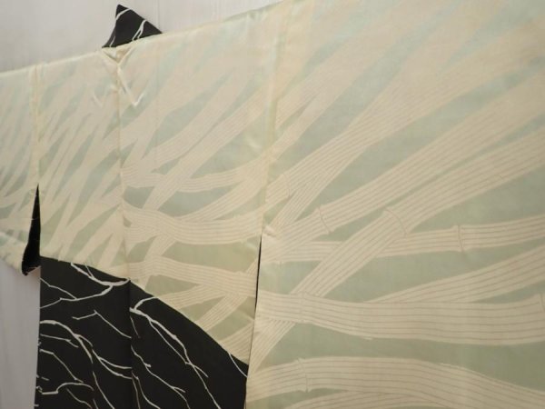 Photo7: 6612T06z550 Vintage Japanese Kimono Silk HAORI  Black Branch (7)