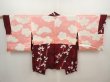 Photo6: 6612T08z500 Vintage Japanese Kimono Silk HAORI Leaf Dull red (6)