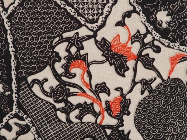 Photo4: 6612T09z440 Vintage Japanese Kimono Silk HAORI  Black (4)