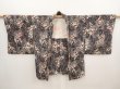 Photo6: 6612T09z440 Vintage Japanese Kimono Silk HAORI  Black (6)