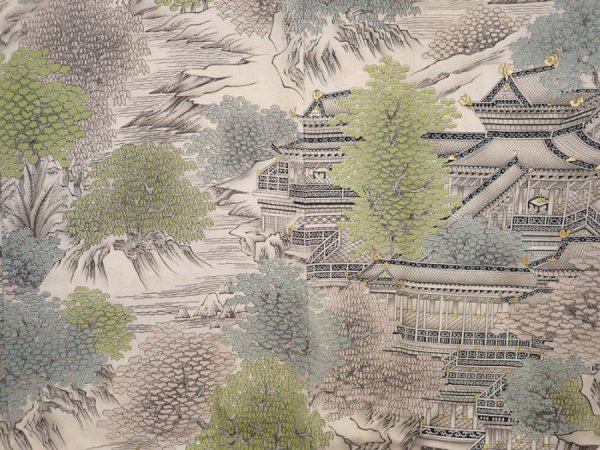 Photo3: 6612T10z540 Vintage Japanese Kimono Silk HAORI Castle Off-white (3)