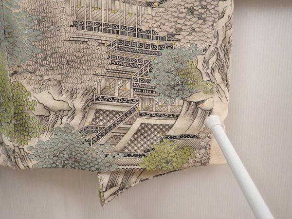 Photo5: 6612T10z540 Vintage Japanese Kimono Silk HAORI Castle Off-white (5)