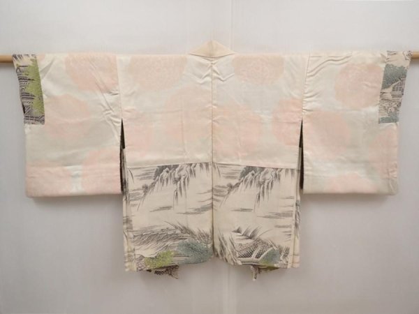Photo7: 6612T10z540 Vintage Japanese Kimono Silk HAORI Castle Off-white (7)