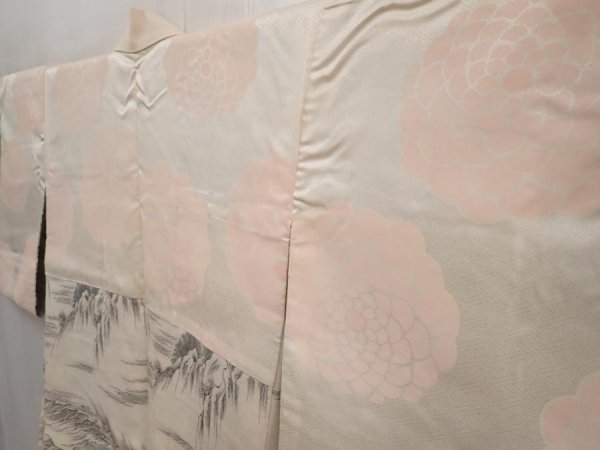 Photo8: 6612T10z540 Vintage Japanese Kimono Silk HAORI Castle Off-white (8)