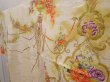 Photo2: 6612T11z840 Vintage Japanese Kimono Silk TSUKESAGE Flowers Off-white (2)