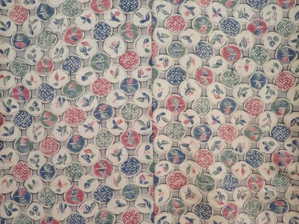 Photo5: 6612T12z820 Vintage Japanese Kimono Silk KOMON Leaves Off-white (5)