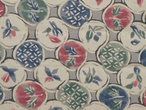 Photo6: 6612T12z820 Vintage Japanese Kimono Silk KOMON Leaves Off-white (6)