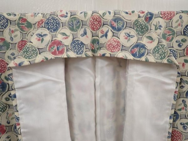 Photo8: 6612T12z820 Vintage Japanese Kimono Silk KOMON Leaves Off-white (8)