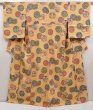 Photo1: 6612T14z1120  Japanese Kimono Silk KOMON Flowers Light orange (1)