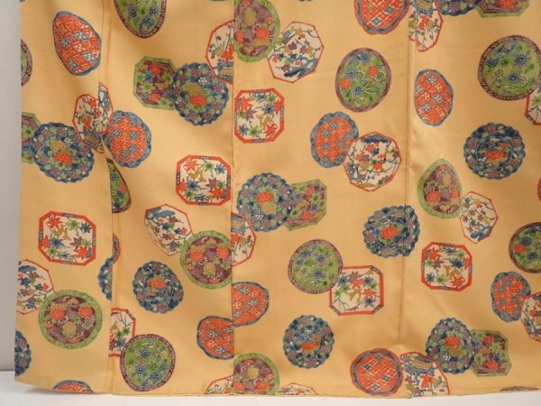 Photo4: 6612T14z1120  Japanese Kimono Silk KOMON Flowers Light orange (4)