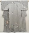 Photo1: 6615T01z990  Japanese Kimono Silk Artist work TSUKESAGE Flower Gray (1)