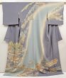 Photo1: 6615T02z1050  Japanese Kimono Silk TSUKESAGE Edo era Ash purple (1)