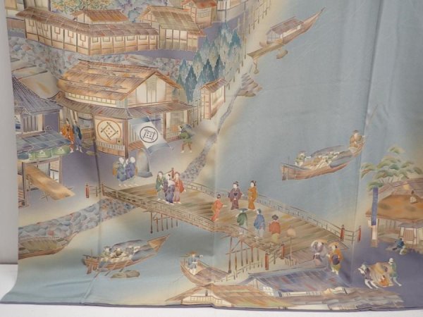 Photo6: 6615T02z1050  Japanese Kimono Silk TSUKESAGE Edo era Ash purple (6)