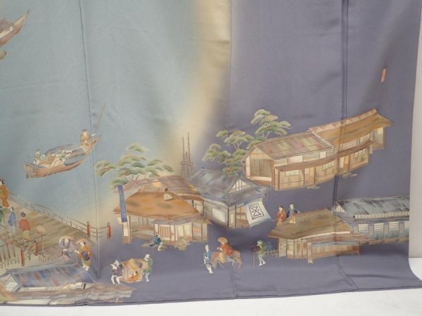 Photo7: 6615T02z1050  Japanese Kimono Silk TSUKESAGE Edo era Ash purple (7)