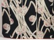 Photo4: 6615T03z1000 Vintage Japanese Kimono Silk KOMON Flowers Black (4)