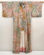Photo8: 6615T04z900  Japanese Kimono Silk KOMON Flower Ochre (8)