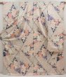Photo1: 6615T05z1020 Vintage Japanese Kimono Silk FURISODE Peony Off-white (1)
