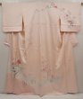 Photo1: 6615T06z960  Japanese Kimono Silk Artist work TSUKESAGE Flowers Light pink (1)