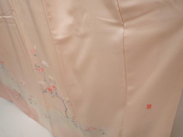 Photo4: 6615T06z960  Japanese Kimono Silk Artist work TSUKESAGE Flowers Light pink (4)
