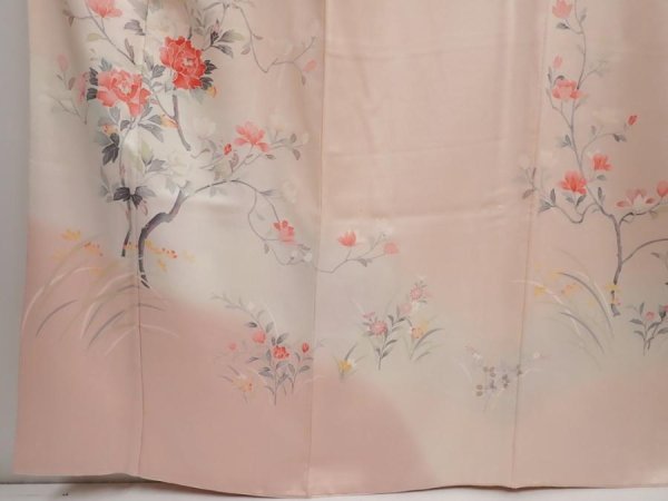 Photo6: 6615T06z960  Japanese Kimono Silk Artist work TSUKESAGE Flowers Light pink (6)