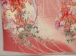 Photo6: 6615T07z1150 Vintage Japanese Kimono Silk FURISODE Lily Red-Pink (6)