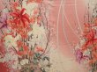 Photo8: 6615T07z1150 Vintage Japanese Kimono Silk FURISODE Lily Red-Pink (8)