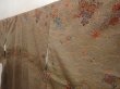 Photo2: 6615T08z1020  Japanese Kimono Silk TSUKESAGE Flowers Brown-Gray (2)