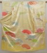 Photo1: 6615T12z980 Vintage Japanese Kimono Silk FURISODE Pine Straw yellow (1)