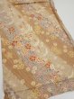Photo2: 3B02z60  Japanese Kimono Silk  FABRIC Sakura Light brown 42.5x15.2 (2)