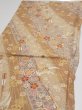 Photo4: 3B02z60  Japanese Kimono Silk  FABRIC Sakura Light brown 42.5x15.2 (4)
