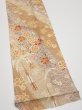 Photo3: 3B10z30  Japanese Kimono Silk  FABRIC Sakura Light brown 38.2x7.5 (3)