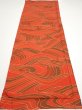 Photo5: 3B01z60  Japanese Kimono Silk  FABRIC Stream Dark orange 41.7x14.6 (5)