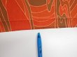 Photo6: 3B01z60  Japanese Kimono Silk  FABRIC Stream Dark orange 41.7x14.6 (6)