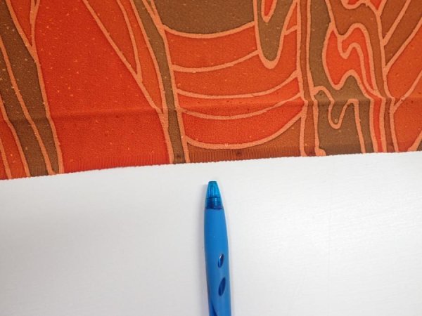 Photo6: 3B01z60  Japanese Kimono Silk  FABRIC Stream Dark orange 41.7x14.6 (6)