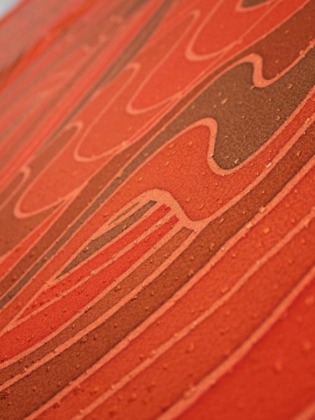 Photo4: 3B02z60  Japanese Kimono Silk  FABRIC Stream Dark orange 41.7x14.6 (4)