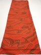 Photo5: 3B02z60  Japanese Kimono Silk  FABRIC Stream Dark orange 41.7x14.6 (5)