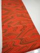 Photo2: 3B04z90  Japanese Kimono Silk  FABRIC Stream Dark orange 66.1x14.6 (2)