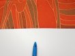Photo6: 3B04z90  Japanese Kimono Silk  FABRIC Stream Dark orange 66.1x14.6 (6)