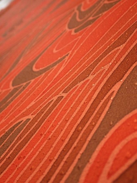 Photo4: 3B06z80  Japanese Kimono Silk  FABRIC Stream Dark orange 65.7x14.6 (4)
