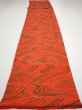 Photo5: 3B06z80  Japanese Kimono Silk  FABRIC Stream Dark orange 65.7x14.6 (5)