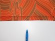 Photo6: 3B07z40  Japanese Kimono Silk  FABRIC Stream Dark orange 59.1x7.1 (6)