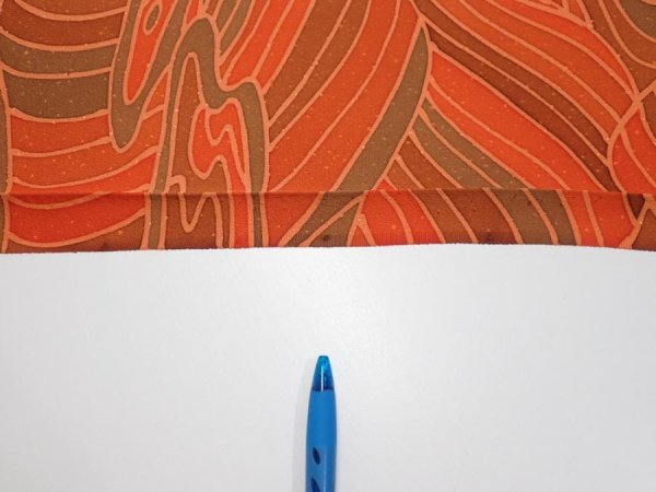 Photo6: 3B07z40  Japanese Kimono Silk  FABRIC Stream Dark orange 59.1x7.1 (6)