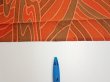 Photo6: 3B08z40  Japanese Kimono Silk  FABRIC Stream Dark orange 59.1x7.3 (6)