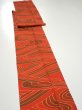 Photo3: 3B09z60  Japanese Kimono Silk  FABRIC Stream Dark orange 83.5x7.3 (3)