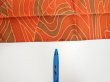 Photo6: 3B09z60  Japanese Kimono Silk  FABRIC Stream Dark orange 83.5x7.3 (6)