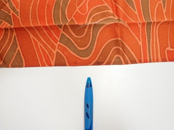 Photo6: 3B09z60  Japanese Kimono Silk  FABRIC Stream Dark orange 83.5x7.3 (6)