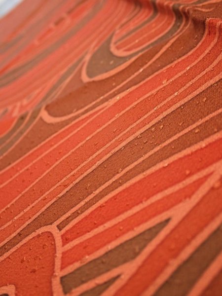 Photo5: 3B10z30  Japanese Kimono Silk  FABRIC Stream Dark orange 35.4x7.3 (5)